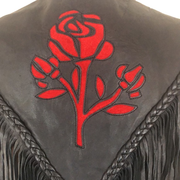 UNIK LEATHER APPARELS Jackets & Blazers - 525 UNIK LEATHER APPARELS Tasseled Riding Leather Vest w/pockets. SzL